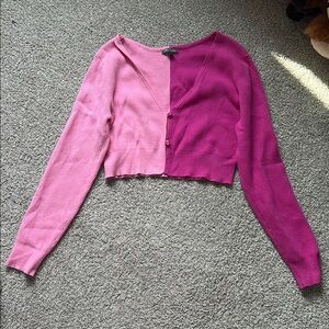 Pink and Purple Colorblock Cardigan